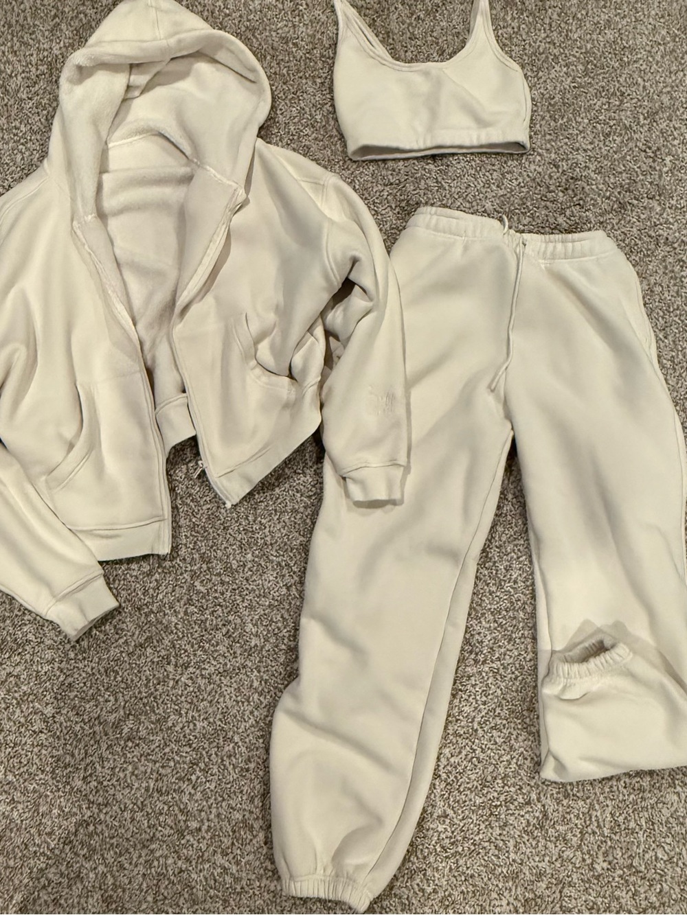 BuffBunny Cream Three-Piece Lounge Set - Hoodie, Joggers, Bralette